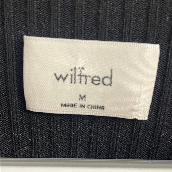 Wilfred Classic Black Knit Long Sleeve Dress Mock Neck High Thigh Slit Sz M - Picture 10 of 15